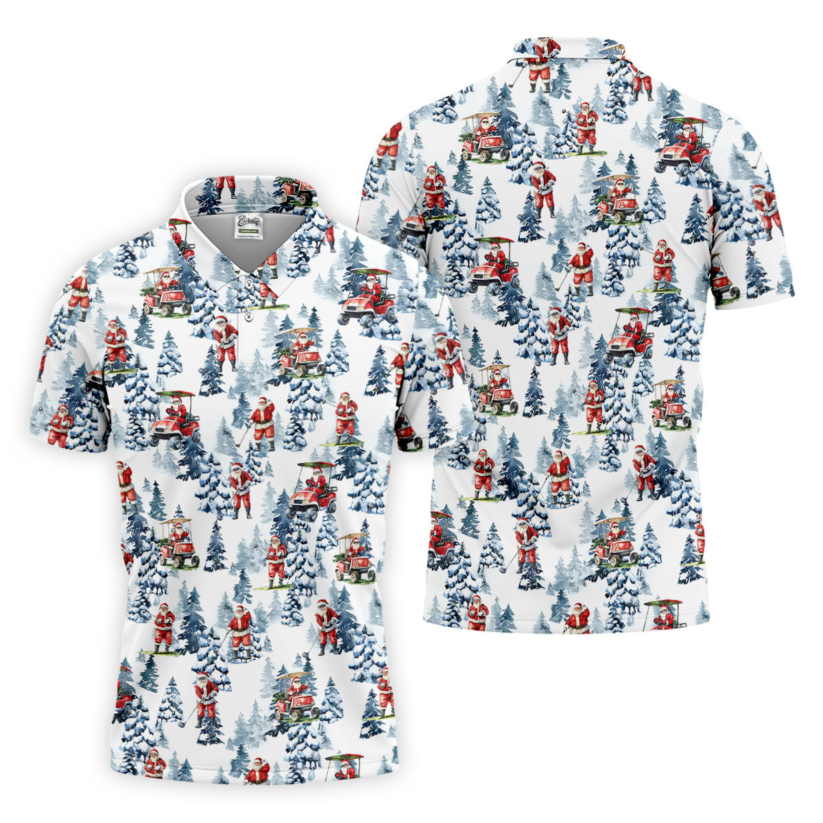 Santa Golfing Polo Shirt, Fun Golf Shirts For Men, Christmas Golf Shirt, Golf Lover Xmas Gift