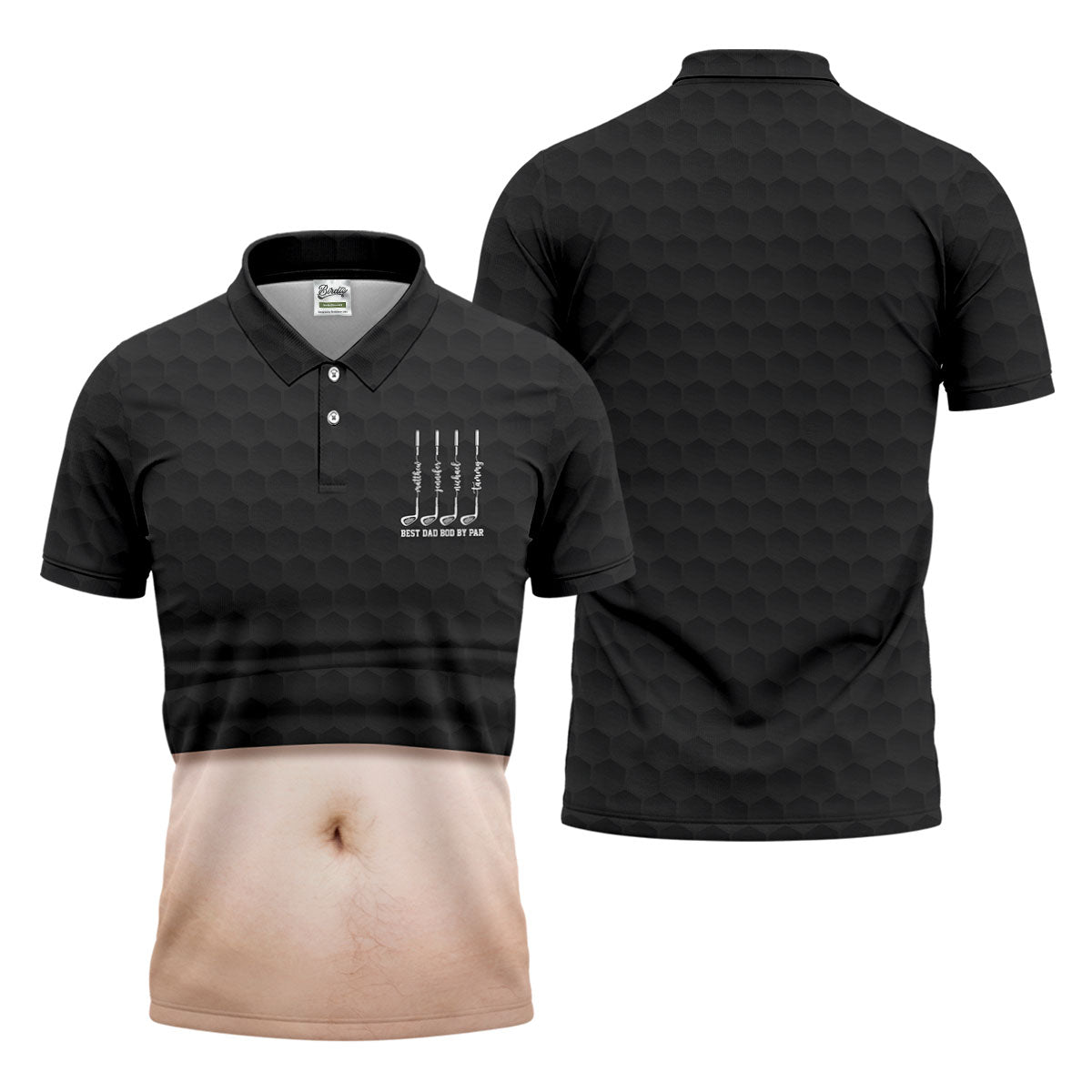 Best Dad Bod By Par Black Men's Funny Golf Polo Shirtr's Day Golf Shirt, Golf Gift For Dad