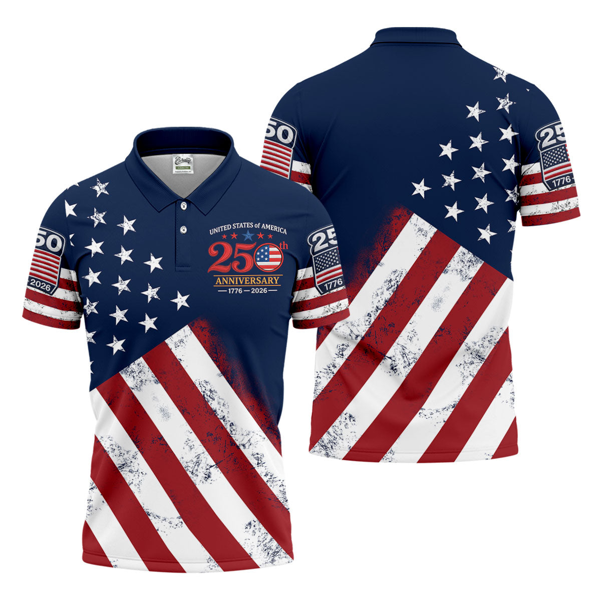 USA 250th Anniversary American Flag Men Golf Shirt, 4th Of July Polo ShirtFor Men