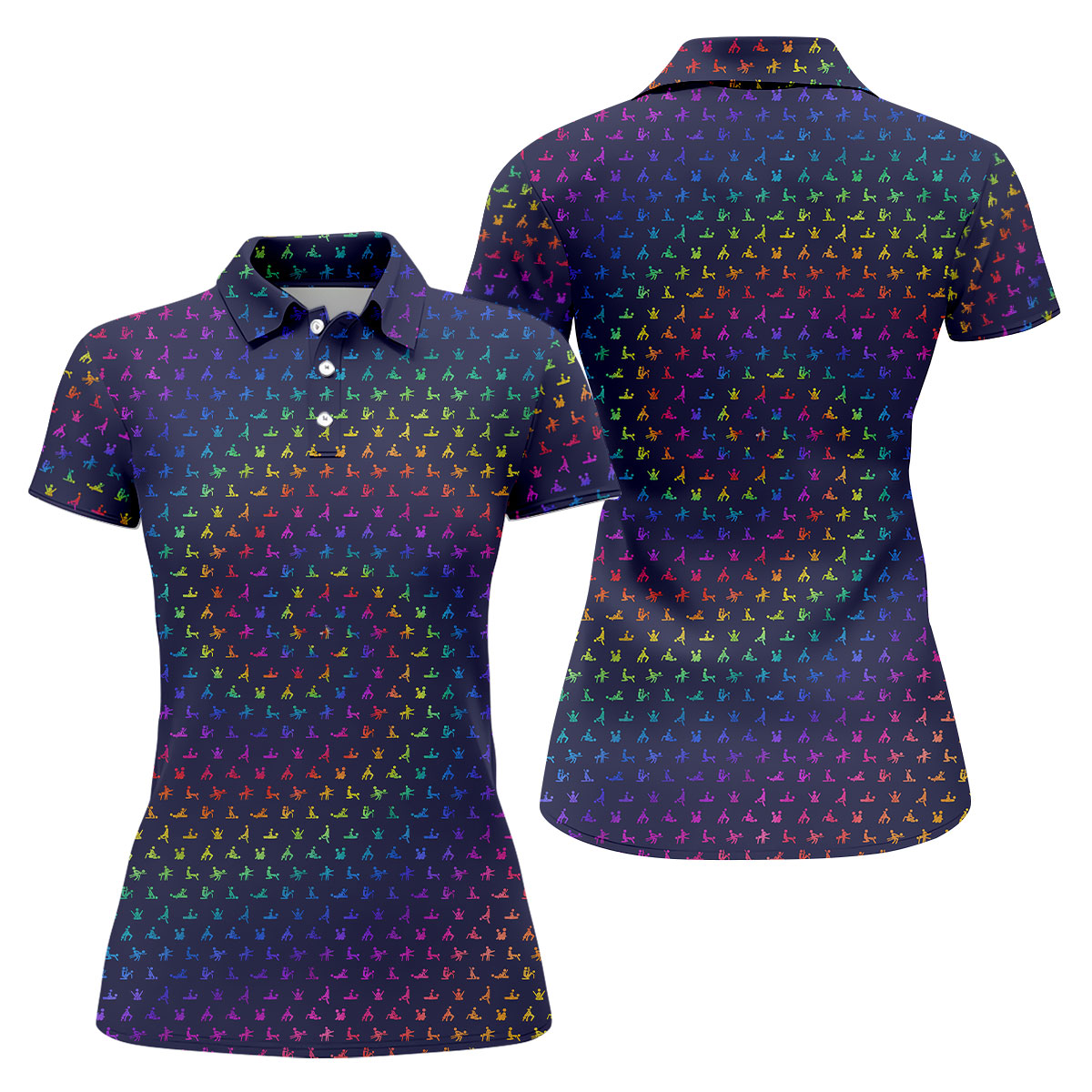 Naughty Position Adult Humor Rainbow Effect Women Golf Top, Festive Ladies Golf Tops, Ladies Golf Shirts