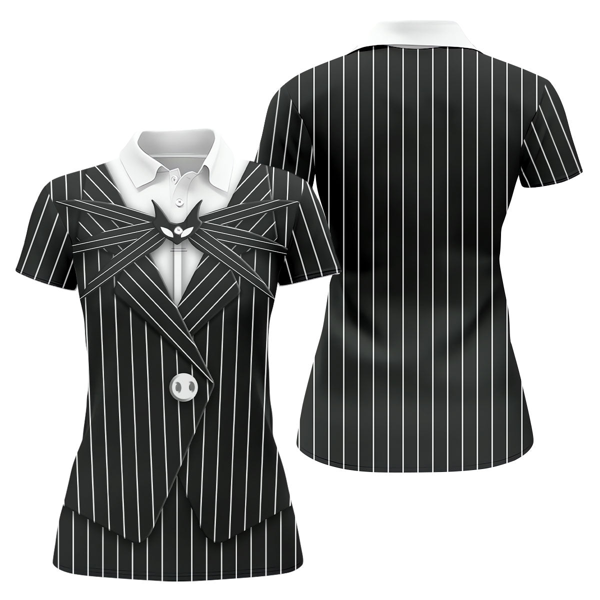 The Skeleton Man Fun Women's Golf Shirts, The Pumpkin King Ladies Golf Tops, Horror Cosplay Halloween Golf Shirt