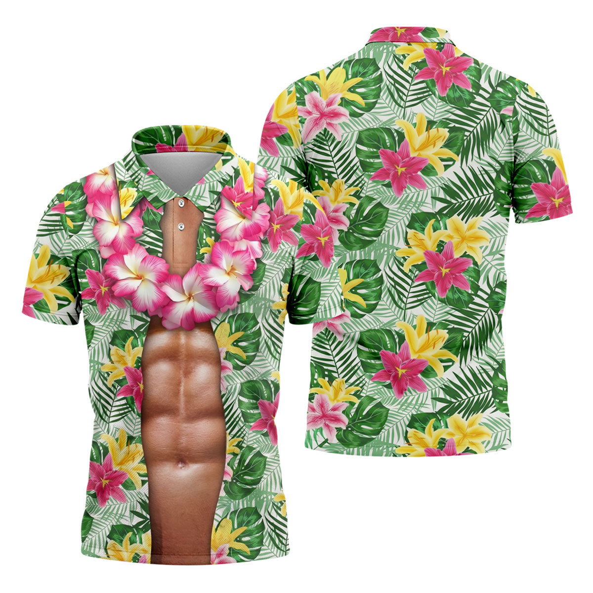 Muscle Costume Hawaiian Golf Shirt, Men's Funny Golf Shirts, Polo ShirtFor Men