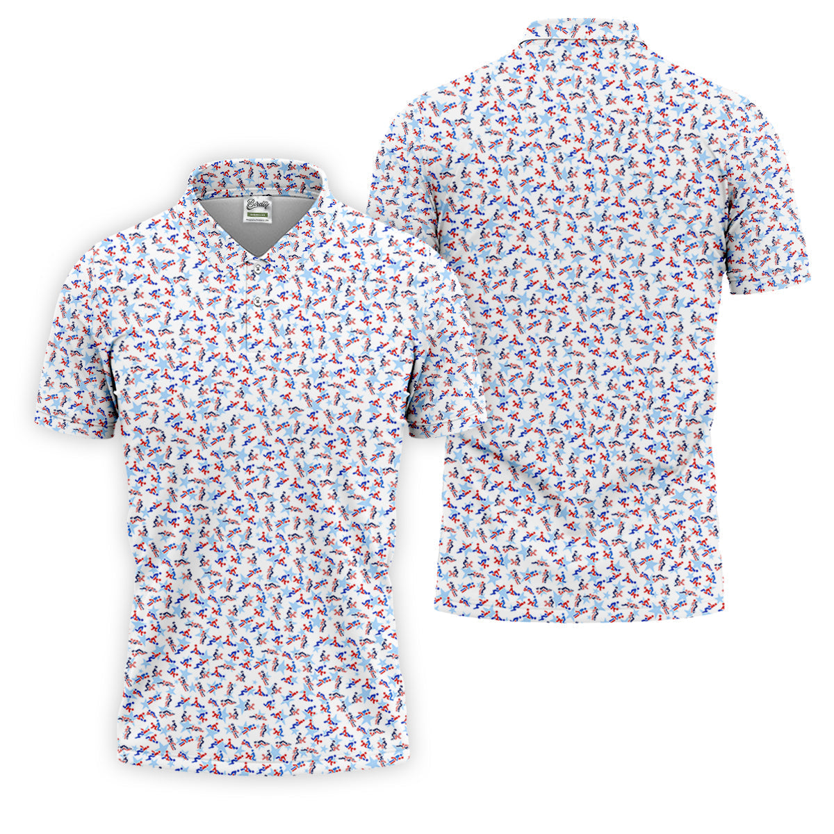Funny Stick Figure Naughty Couple Red White Blue Polo ShirtFor Men, 250th Anniversary Golf Shirts For Men