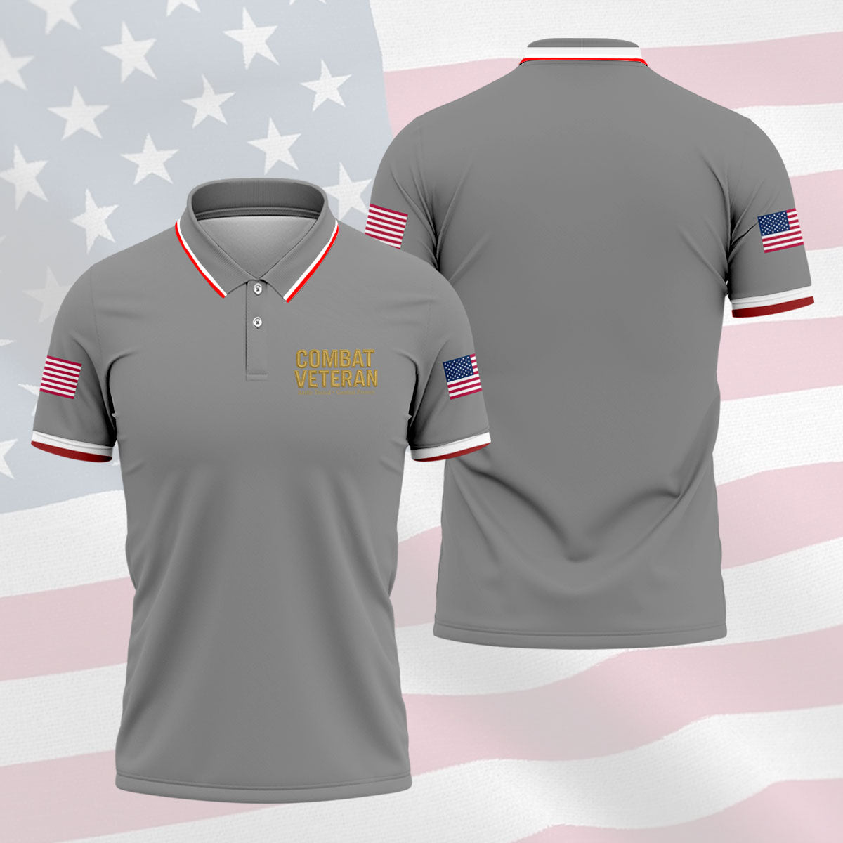 Combat Veteran 250 Years Patriotic Golf Shirt, Golf Shirts For Men, 4th Of July Golf Shirt