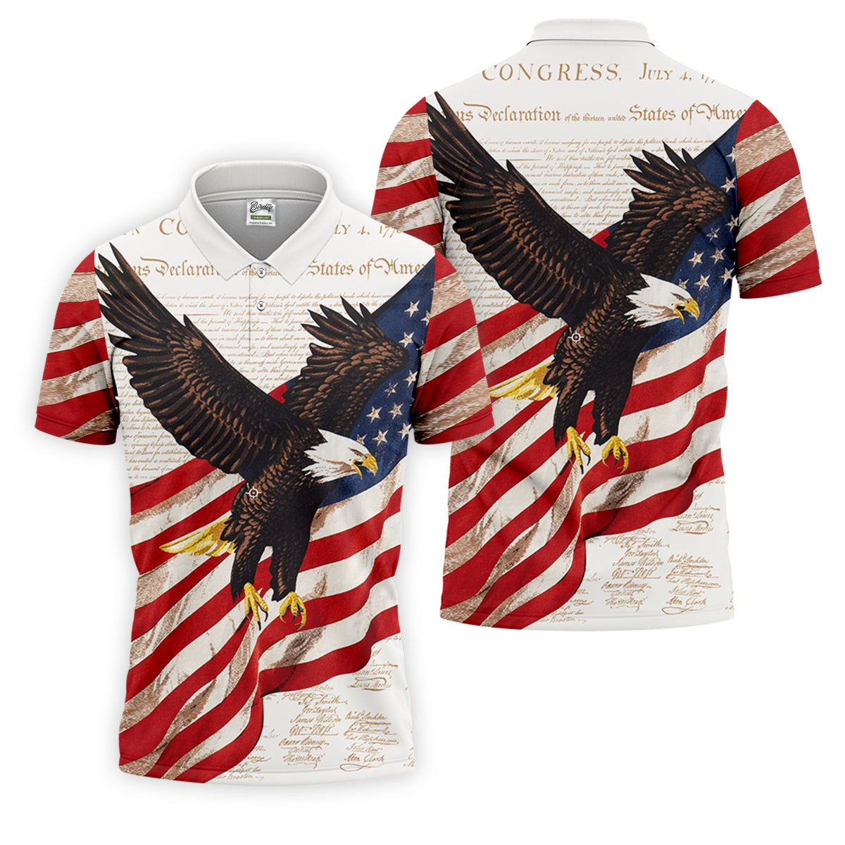 American Flag And Eagle Patriotic Pride Golf Tops For Men, 250th Anniversary Patriotic Golf Shirts For Men