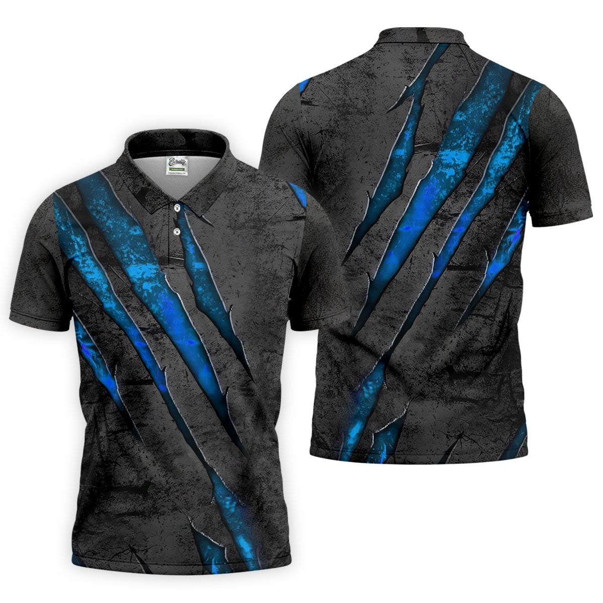 Blue Claw Marks Hawaiian Golf Shirt, Scratch Print Men's Golf Shirt, Polo Shirts For Men