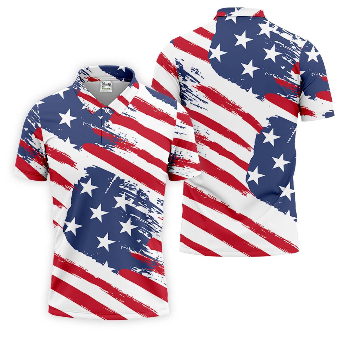 Distressed America Flag Pattern Golf Tops For Men, 250th Anniversary Golf Shirts For Men, Polo ShirtFor Men