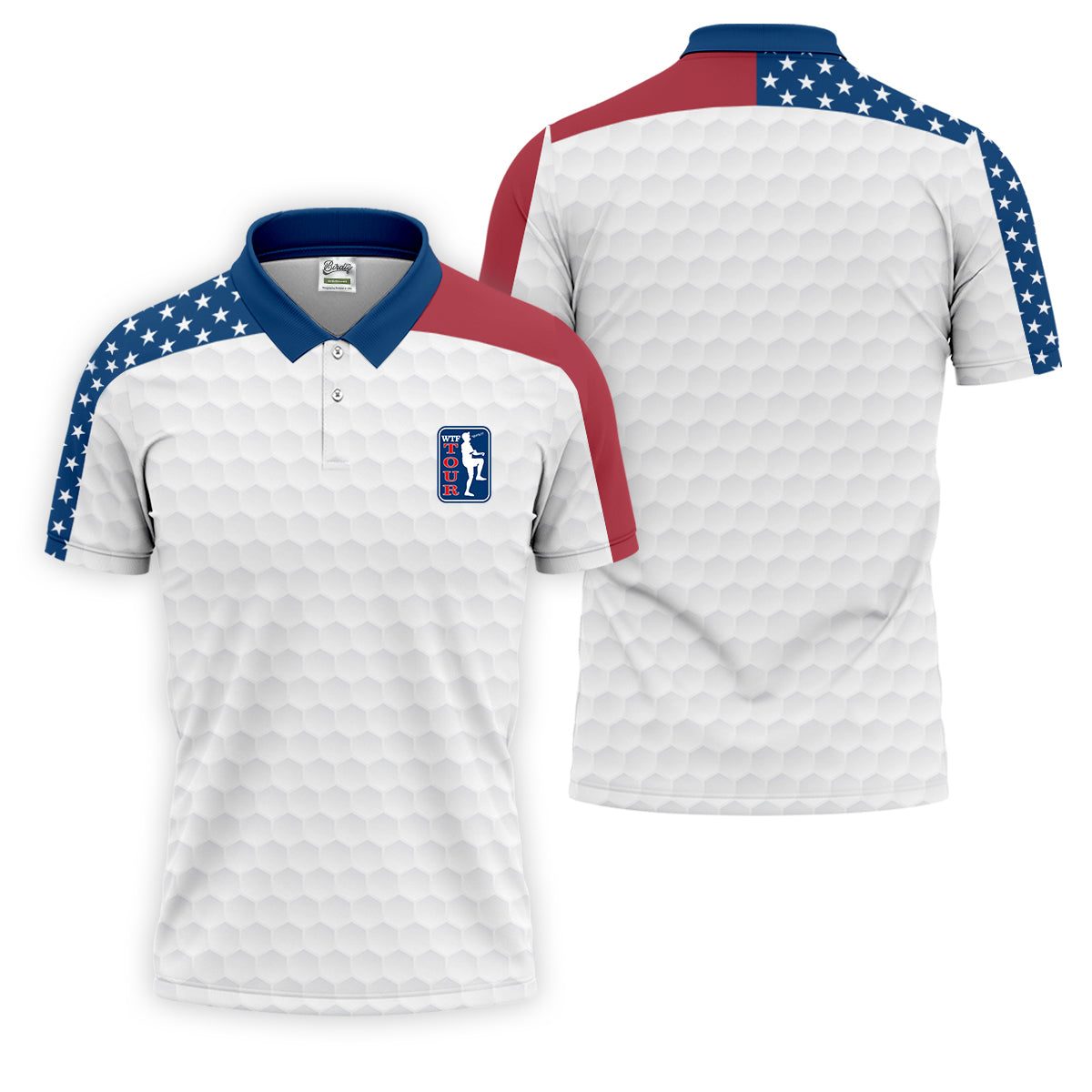 WTF Tour Angery Golfer Golf Ball Pattern Red White Blue Golf Shirts For Men, Polo Shirt Men