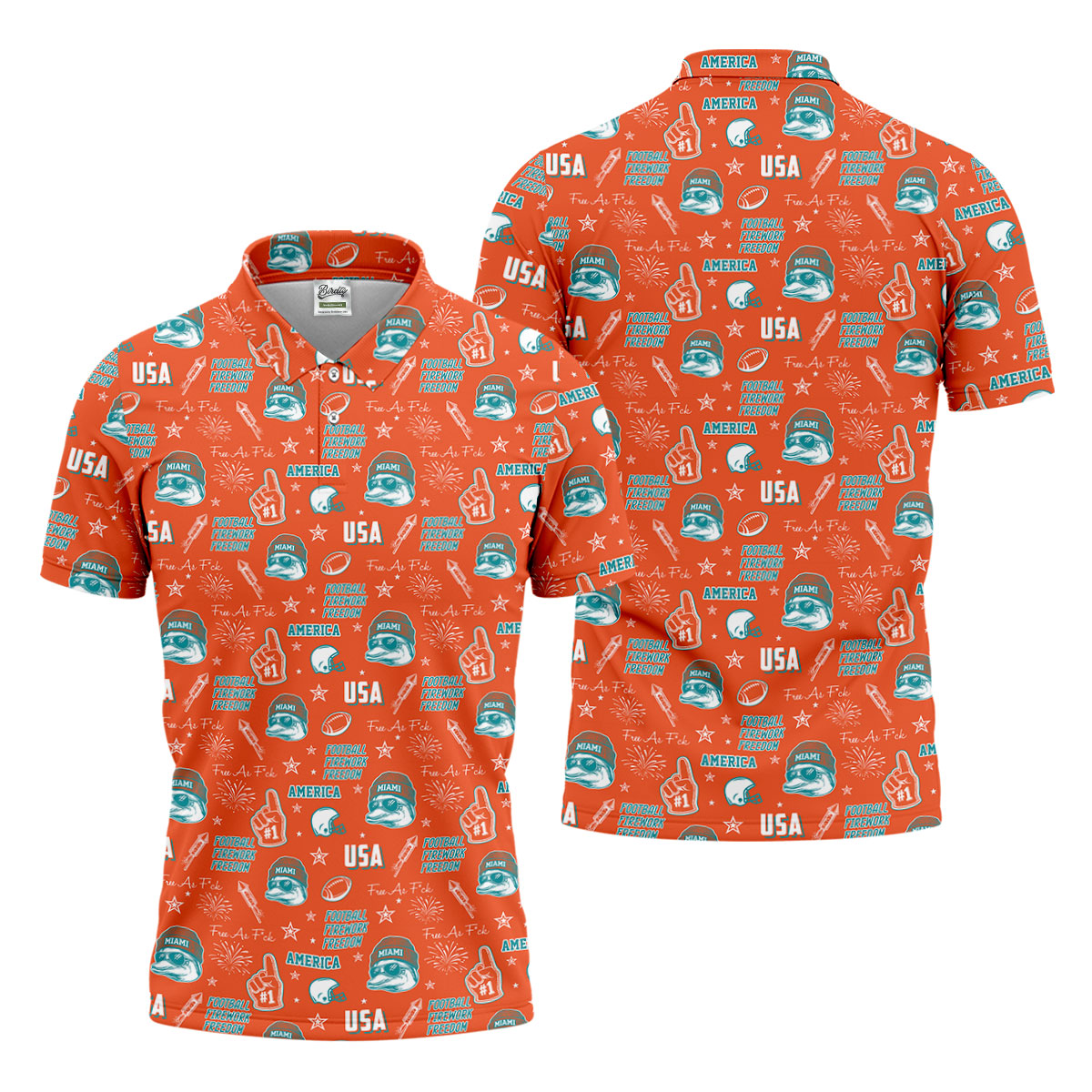 Cool Dolphin Beanie And Glasses Orange And Teal Sport Polo, American Football League Gift Ideas For Football Fans