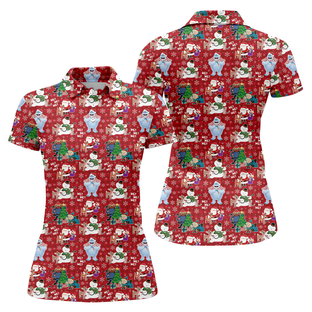 Ho Ho Ho Santa Yeti Women's Golf Tops, Christmas Golf Shirt, Ladies Golf Polos, Golf Gift For Ladies