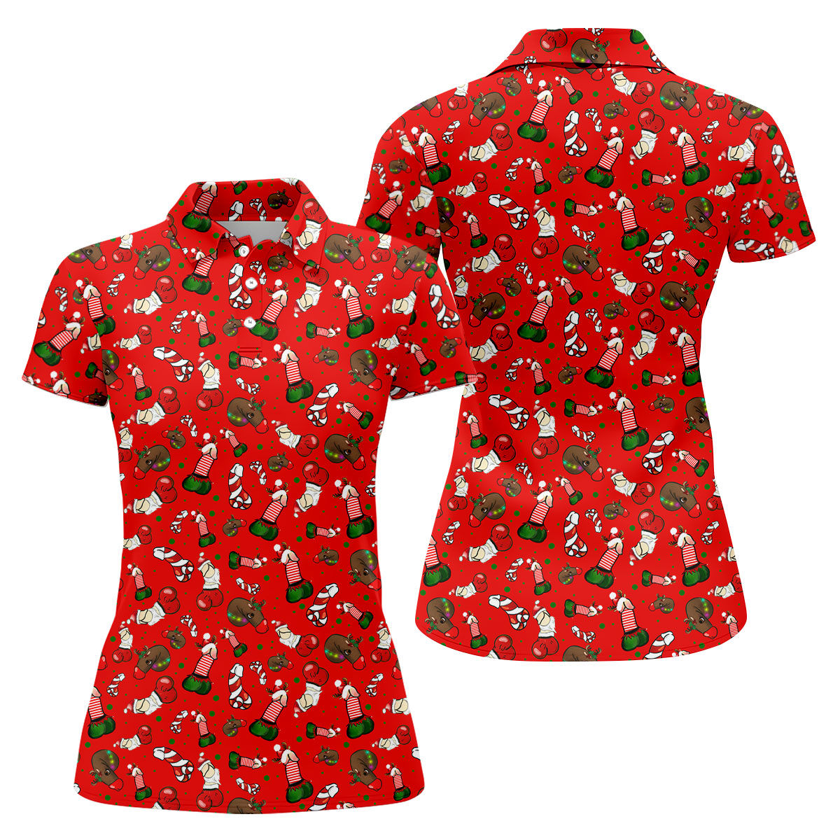Funny Christmas Women's Golf Tops, Funny Dirty Red Golf Shirt, Christmas Golf Shirt, Golfing Apparel