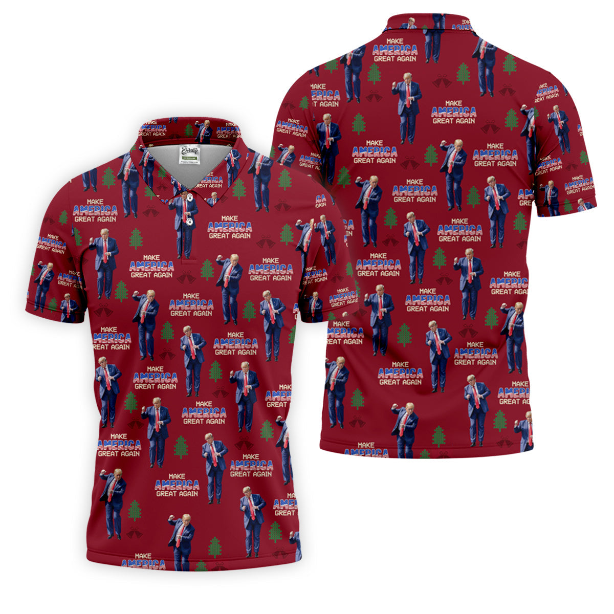 Make America Great Again Christmas Golf Trump Dancing Men's Golf Polo Shirtn Golf Polos, Golf Apparel