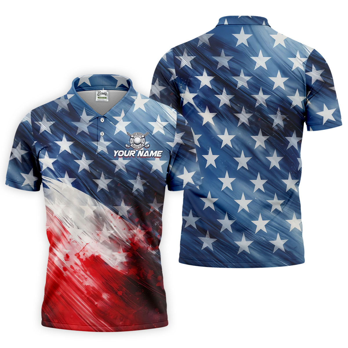 Red White Blue Gradient Art 4th Of July Patriotic Golf Shirt, 250 Years Golf Shirts For Men