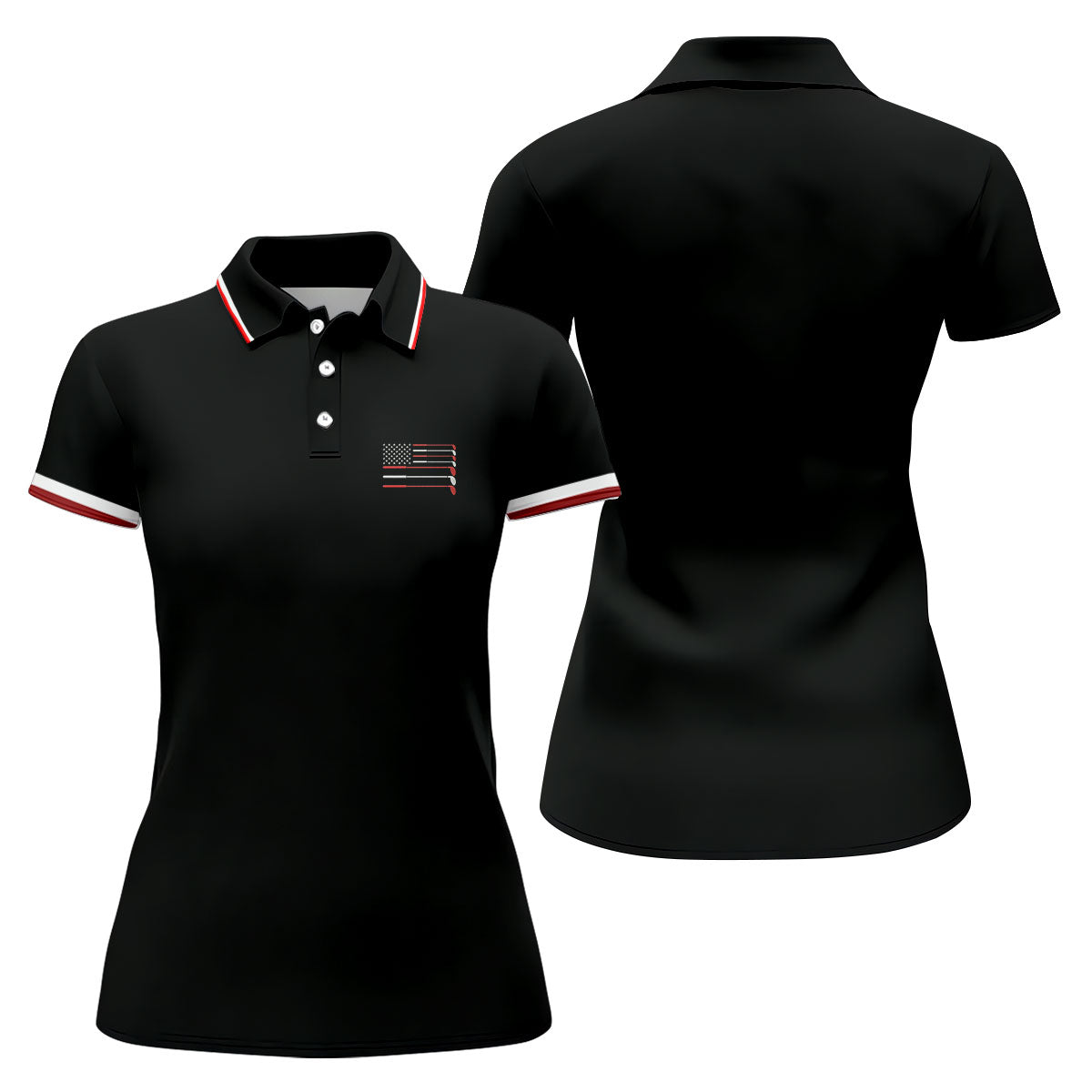 Golf Clubs US Flag Logo 250 Years Black Golf Shirt, Patriotic 4th Of July Golf Shirt For Women