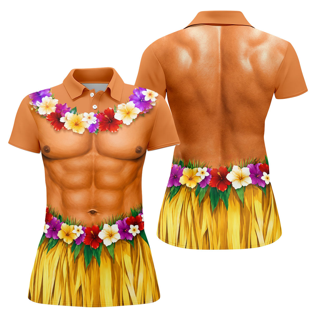 Funny Beach Body Golf Shirt, Hawaiian Luau Women's Golf Polo, Polo Shirts For Women