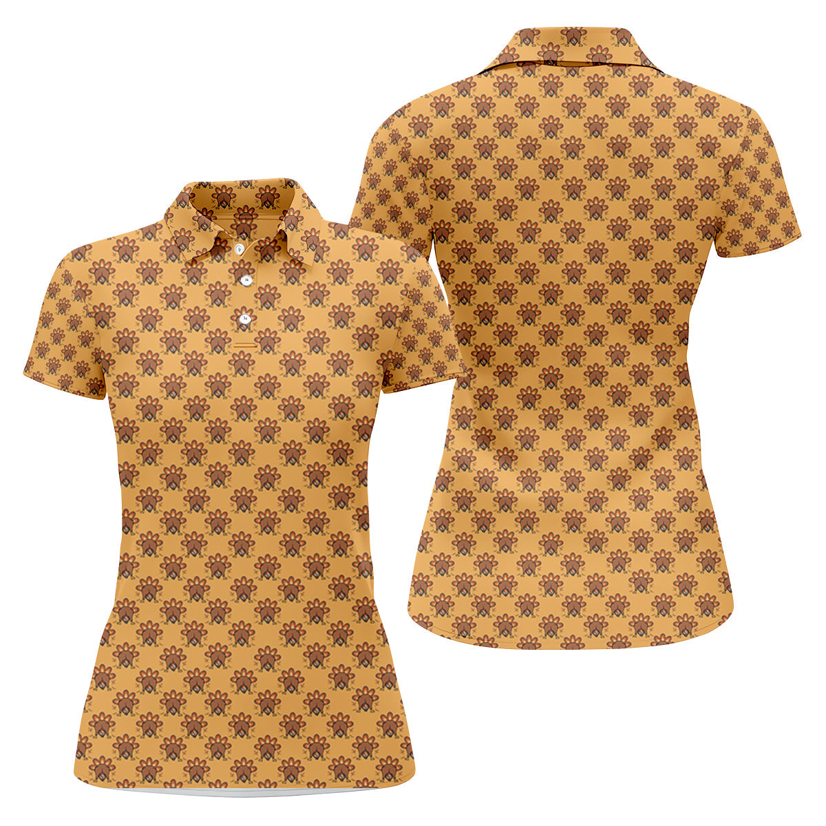 Guess What Turkey Funny Thanksgiving Polo Shirt Women's Golf Tops, Ladies Golf Shirts, Golfing Apparel