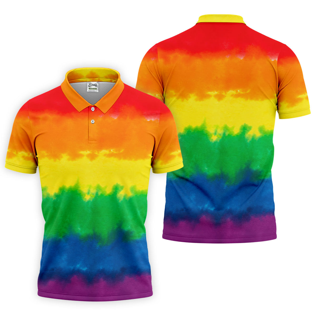 LGBT Rainbow Pride Month Celebrate Tie-Dye Print Golf Tops For Men, Pride Colors Golf Shirts For Men