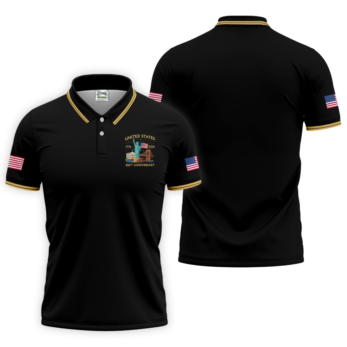 America 1776-2026 Patriotic Golf Polo ShirtS 250th Anniversary 4th Of July Golf Shirts For Men