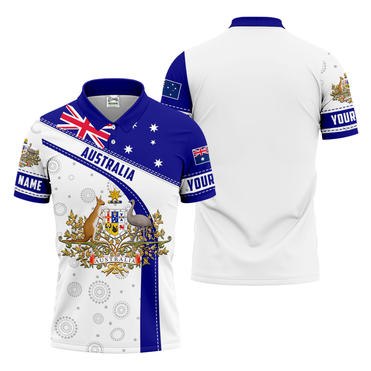 Australian Coat Of Arms Golf Tops For Men, Australia Flag Print Polo Shirt Men