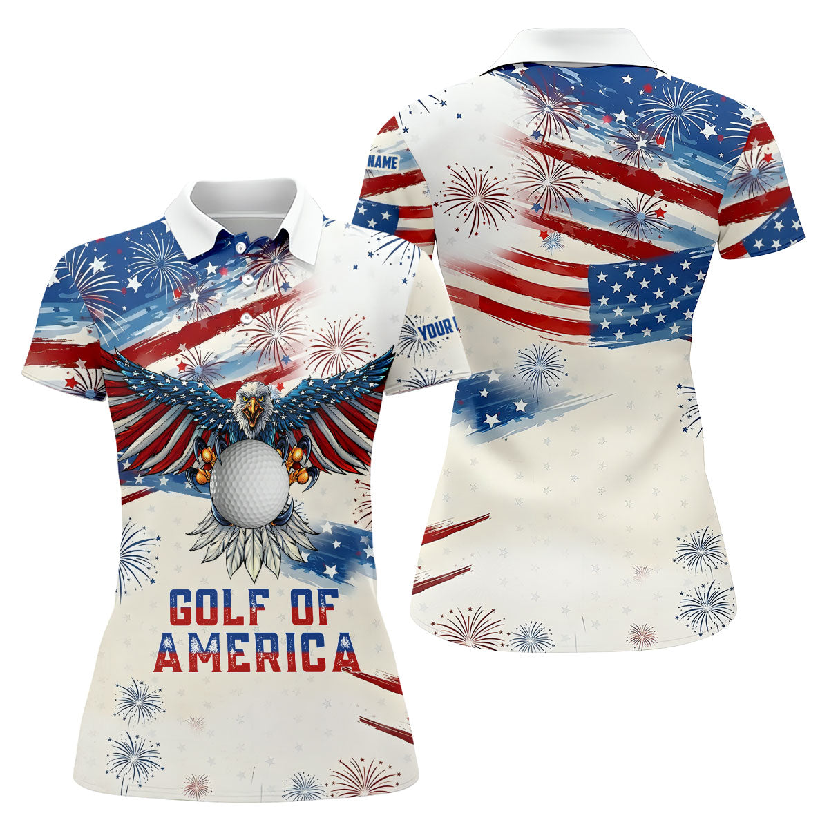 Golf Of America 250th Anniversary Red White Blue Brush Stripes Patriotic 4th Of July Golf Shirt For Women