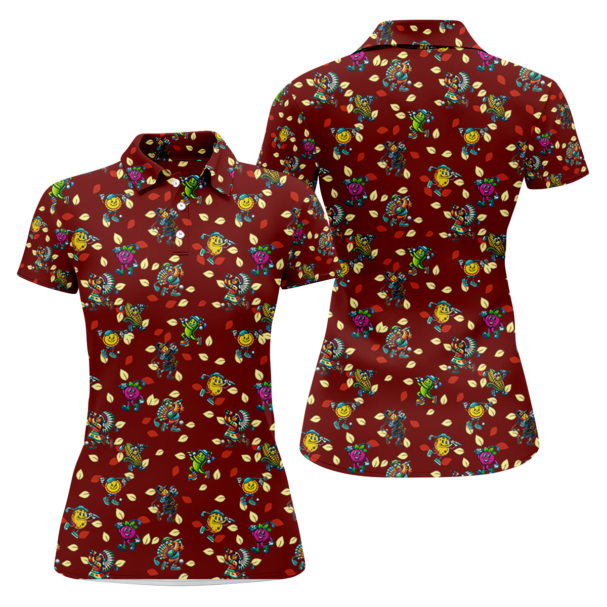 Funny Thanksgiving Dishes Women Golf Top, Fun Women's Golf Shirts, Ladies Golf Polos