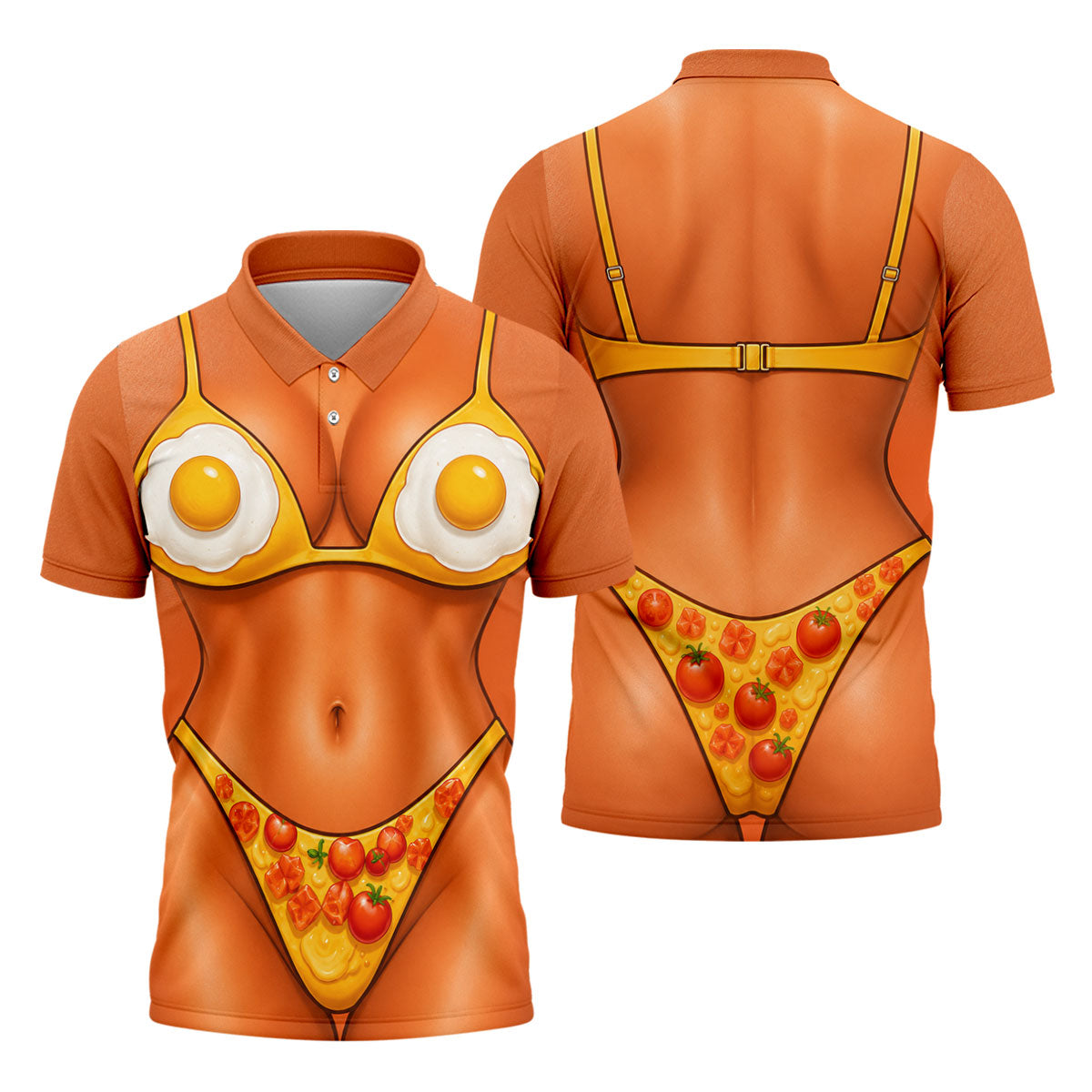 Funny Fried Egg Bikini Body Golf Shirt, Mens Golf Polo, Polo Shirts For Men, Printed Golf Shirts
