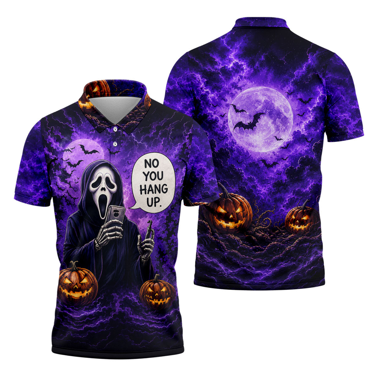 No You Hang Up Halloween Horror Character Shirt, Printed Golf Shirts, Hawaiian Golf Shirt