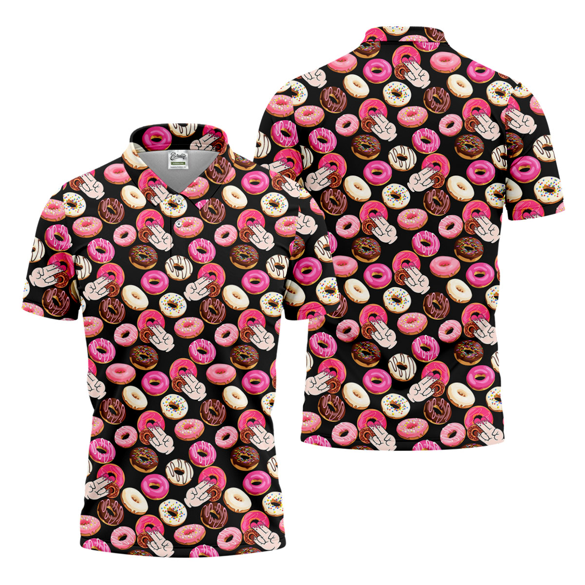 Funny Donut Adult Humor Black And Pink Fun Golf Shirts For Men, Valentines Golf Gift, Polo ShirtFor Men