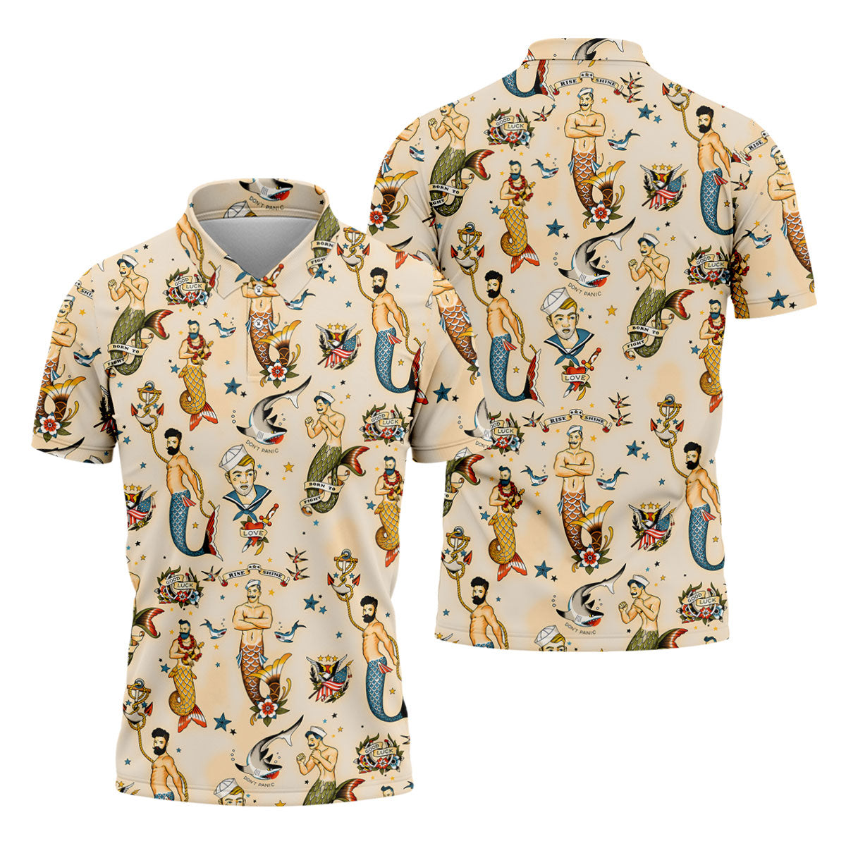 Mermen Rise And Shine Men's Funny Golf Shirts, Gay Pride Month Celebrate Golf Shirts For Men