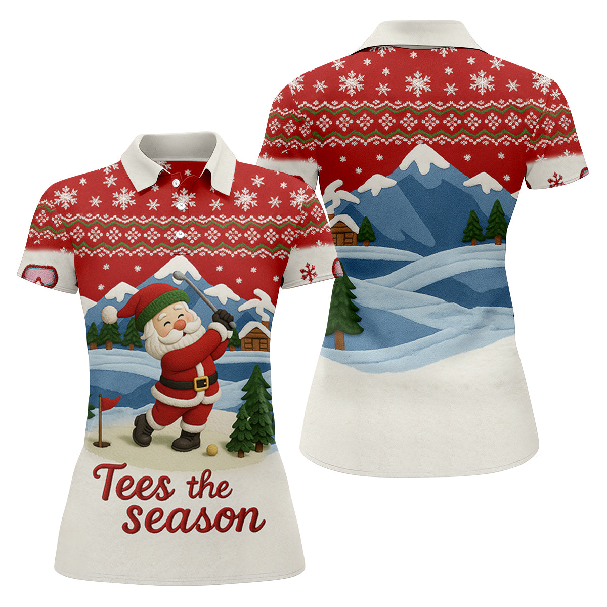 Santa Golfing Tees The Season Christmas Golf Shirt, Women's Golf Tops, Ladies Golf Shirts, Golf Gift For Ladies