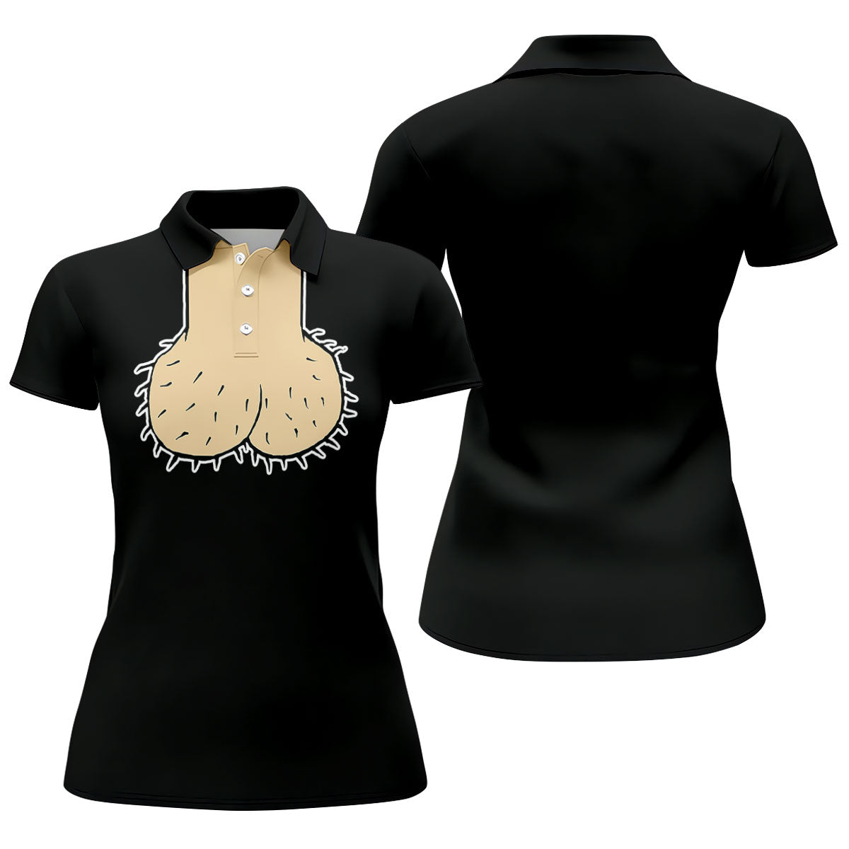 Black Funny Dickhead Faux Chest Golf Shirt, Women's Golf Tops, Ladies Golf Shirts