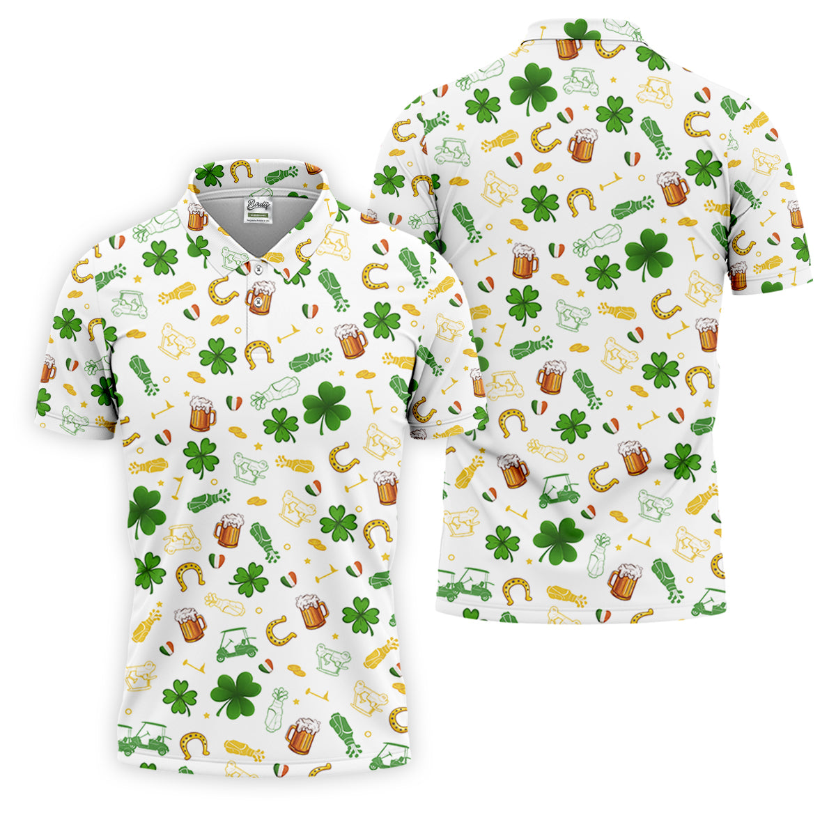 St Patrick's Day Beer Golden Horseshoes Shamrock Golf Shirt, Polo ShirtFor Men, Golf Shirts For Men