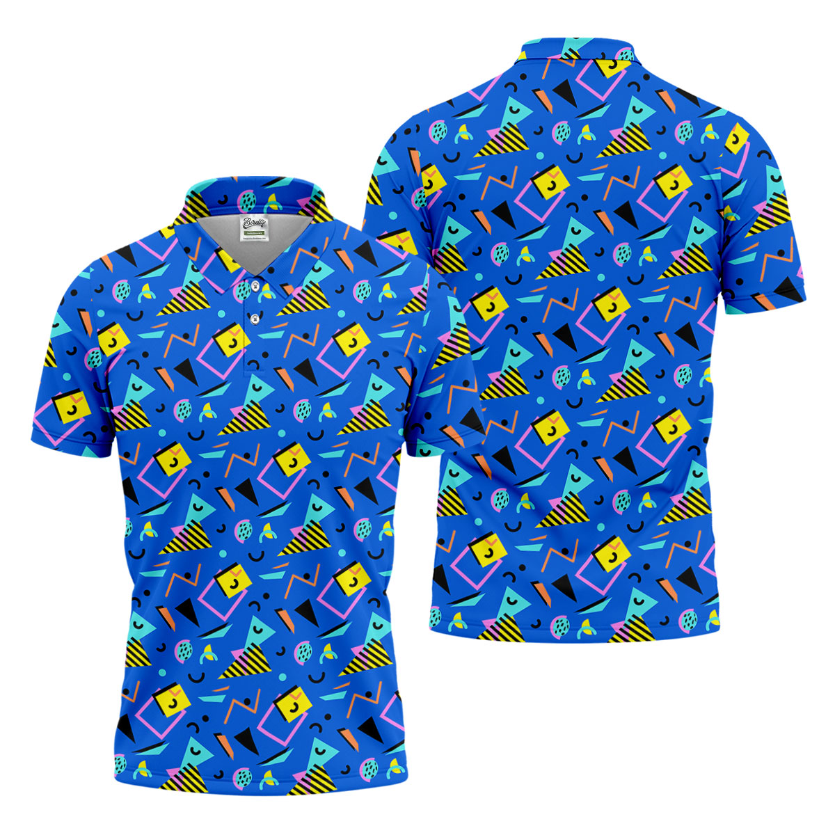 Playful Geometric Memphis Style Golf Tops For Men, Polo ShirtFor Men, Golf Shirts For Men