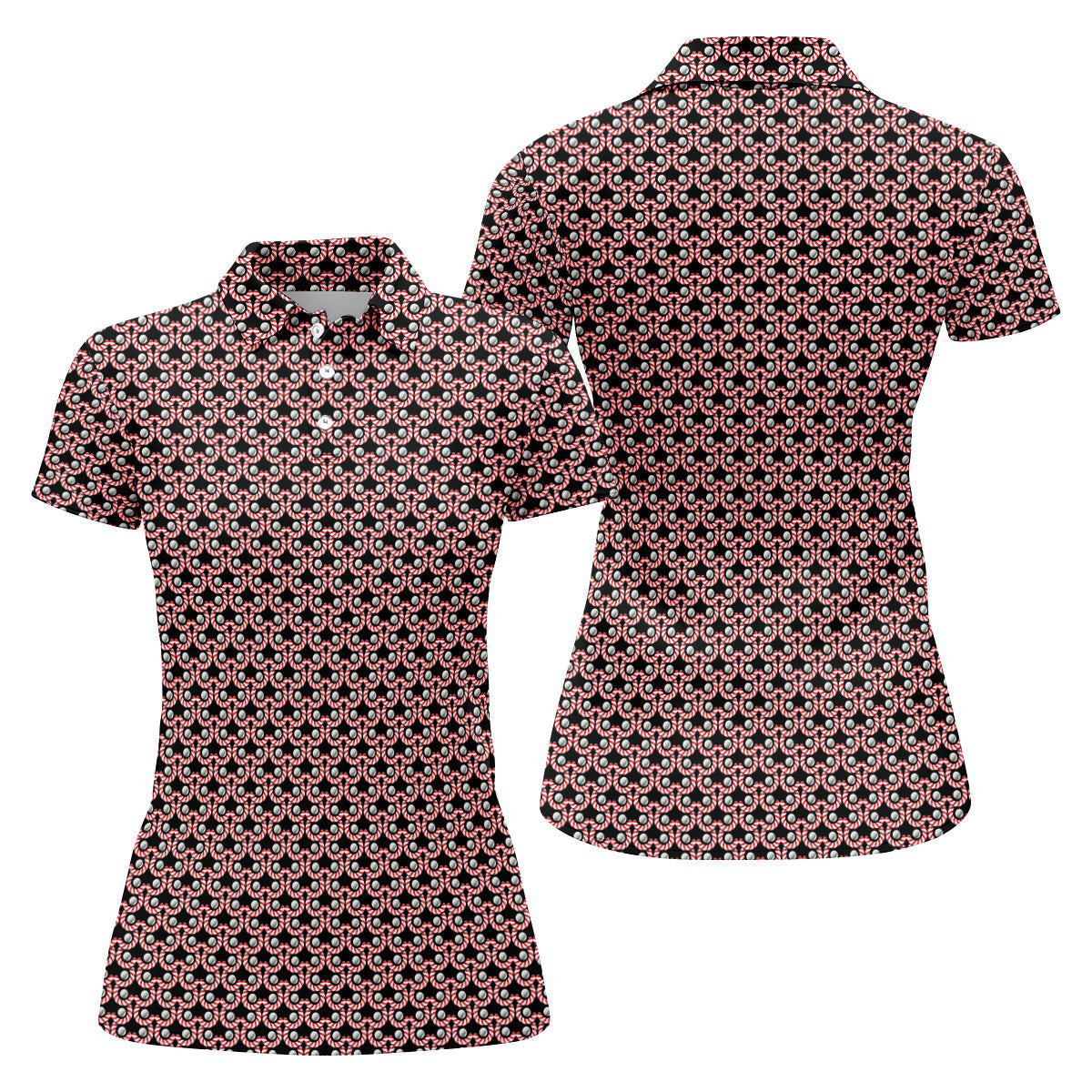 Golf Ball Candy Cane Golf Shirt, Women Golf Top, Ladies Sleeveless Tops, Women's Golf Shirts