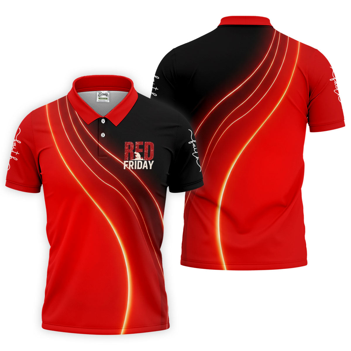 Red Friday Red Black Gradient Faith 4th Of July Golf Shirt, 250 Years Polo Shirt Men