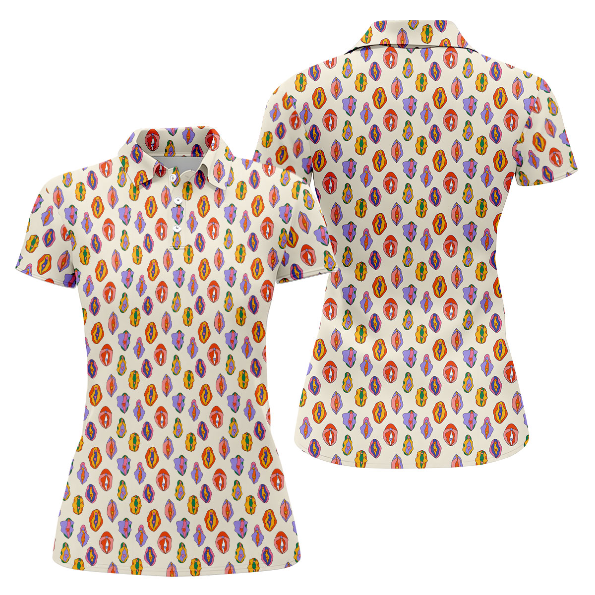 Colorful Abstract Feminine Pattern Golf Shirt, Women's Golf Shirt, Golf Polo For Women, Funny Golf Shirt
