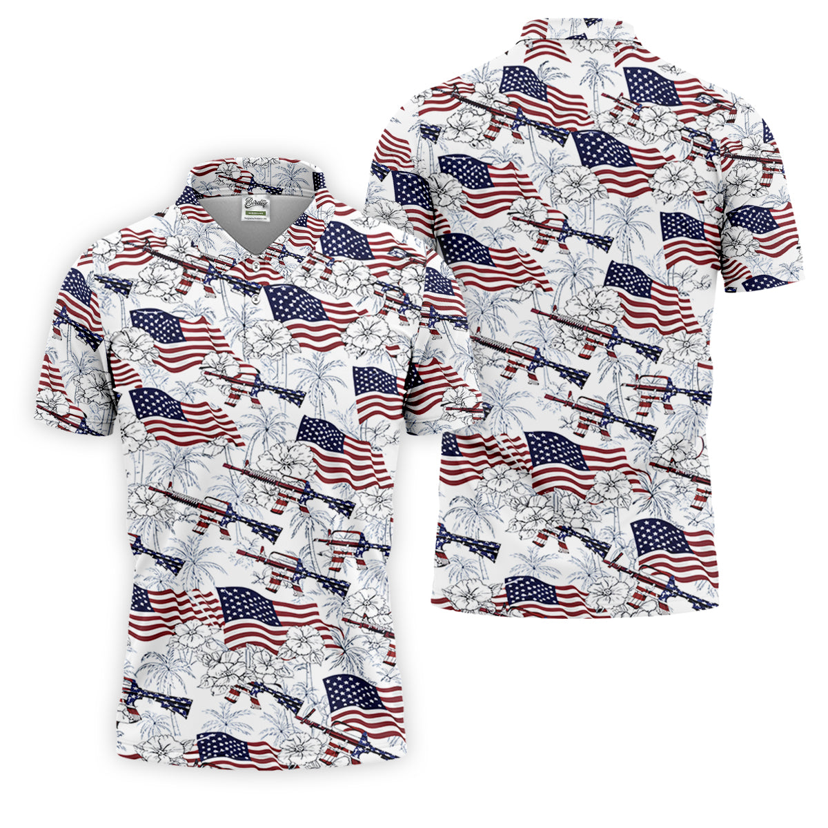 Hawaiian American Golf Tops For Men, 250th Anniversary Patriotic Golf Shirt, Polo ShirtFor Men