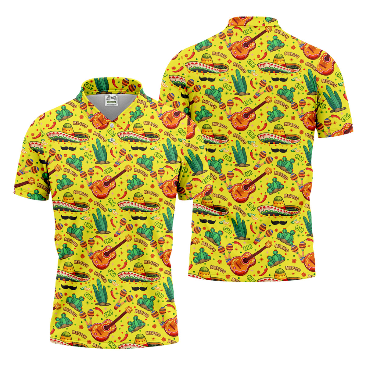 Olé Mexico Mexican Instruments Golf Tops For Men, Cinco De Mayo Celebration Golf Shirts For Men