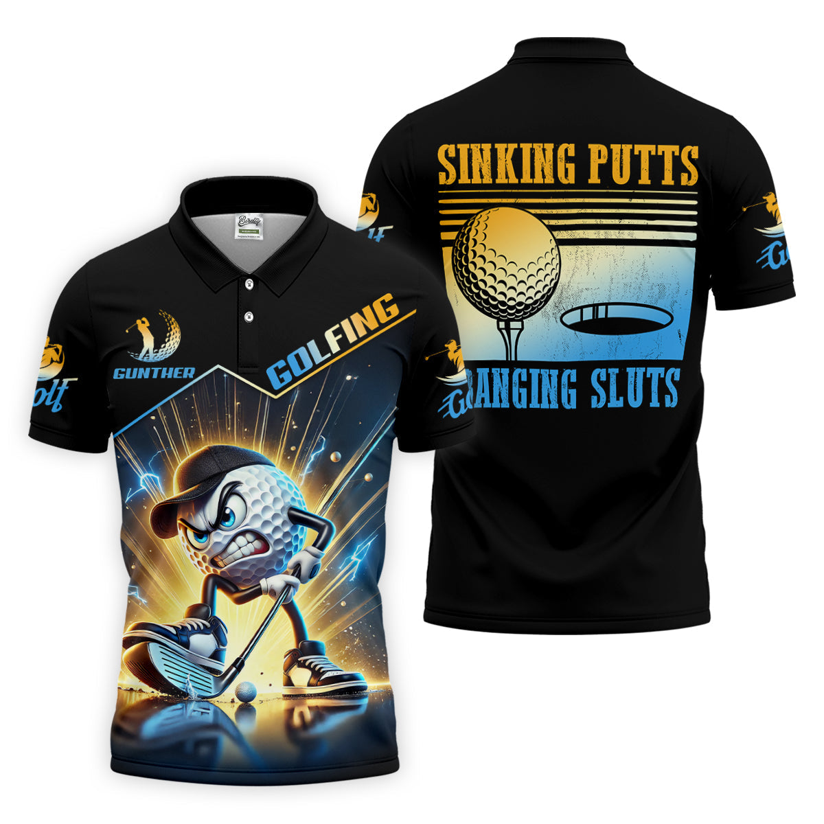 Sinking Putts Banging Sluts Fun Golf Shirt, Golf Tops For Men, Golf Shirts For Men, Golf Gift For Men