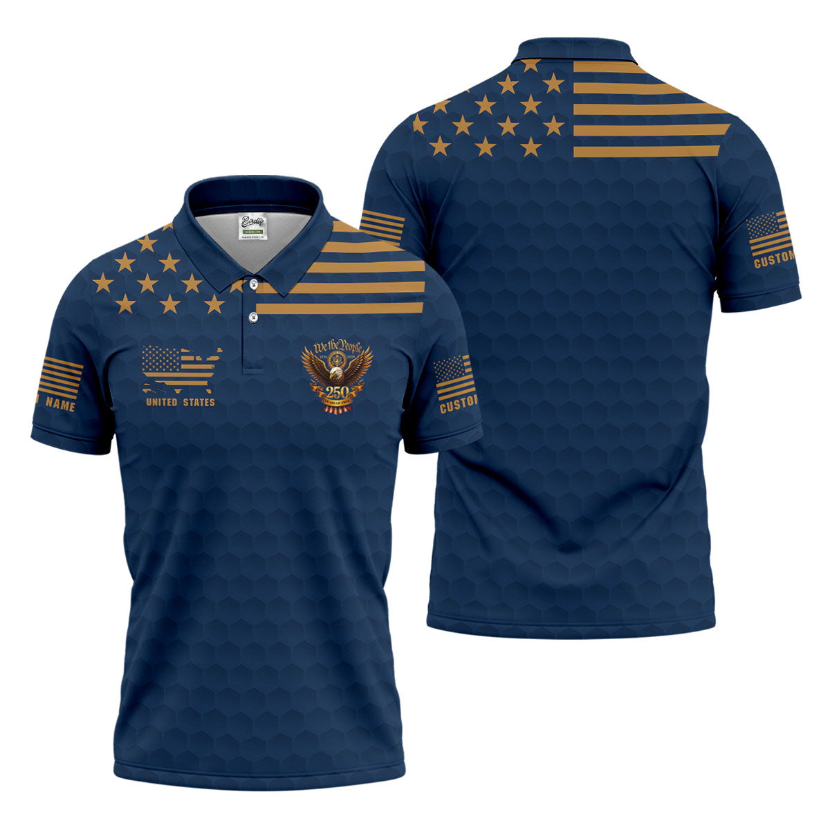 Navy Veteran We The People 250 Years Of Free 4th Of July Golf Shirt, Golf Shirts For Men