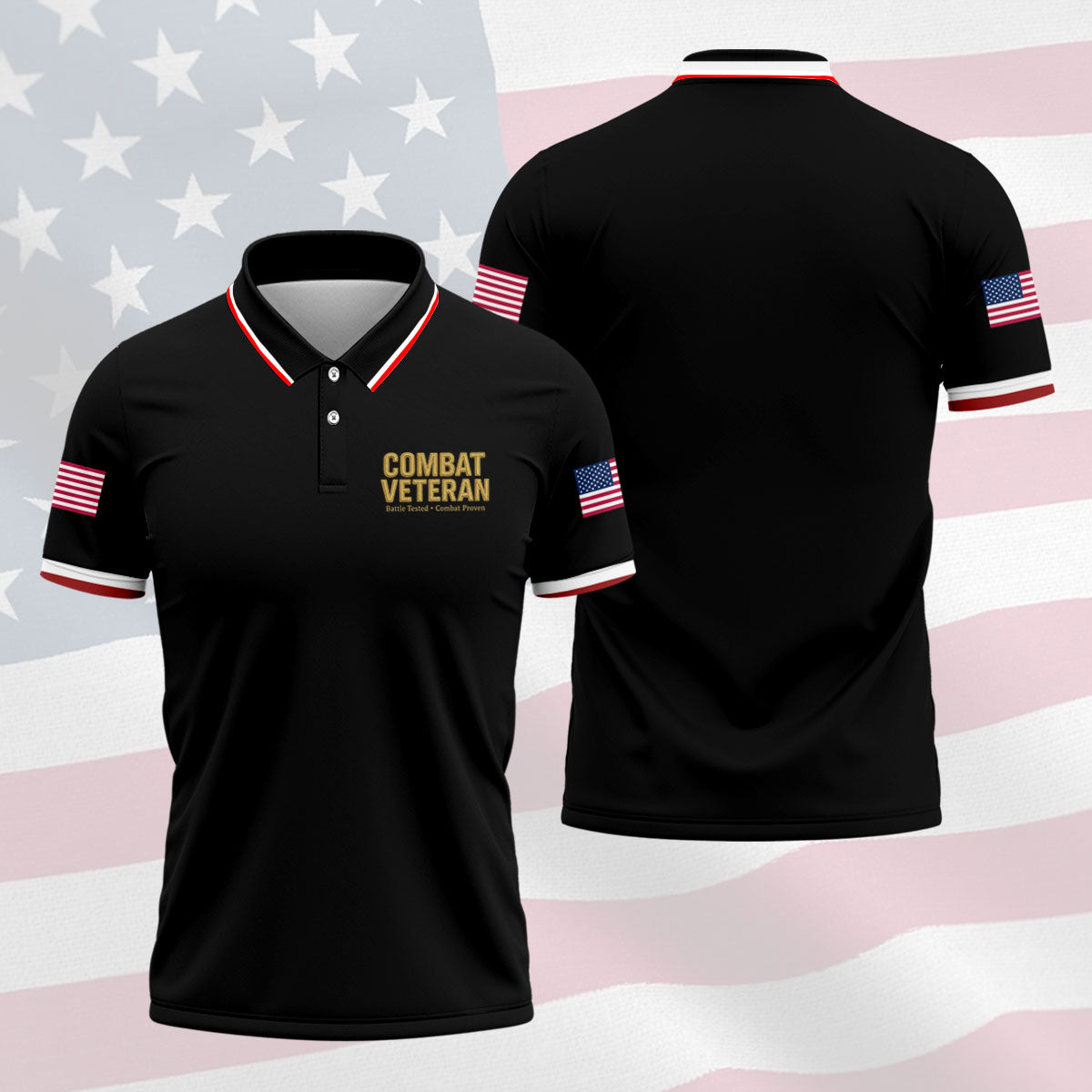 Combat Veteran 250 Years Patriotic Golf Shirt, Golf Shirts For Men, 4th Of July Golf Shirt