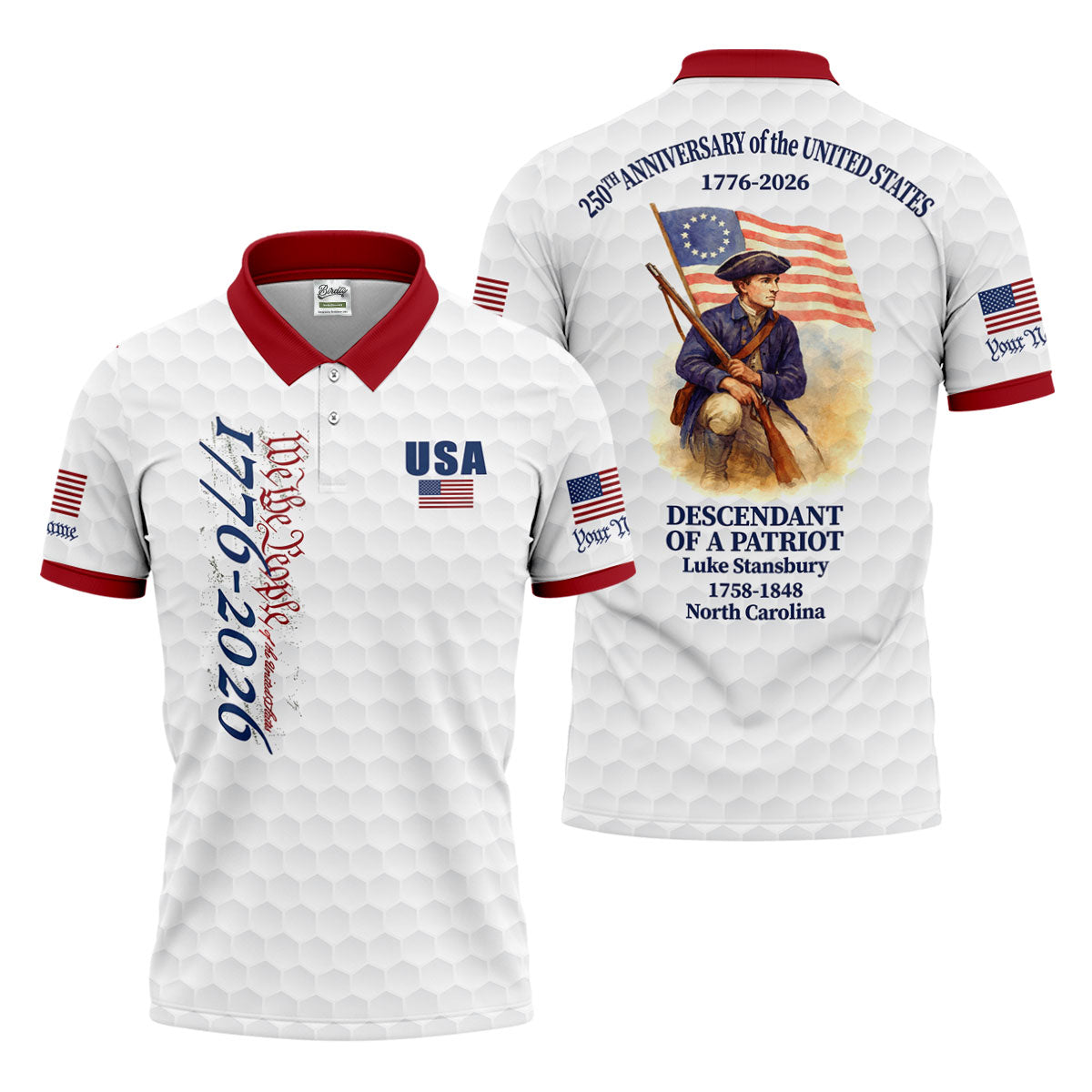 Descendant Of A Patriot Golf Tops For Men, 250 Years of America Golf Shirt, Patriotic Polo ShirtFor Men