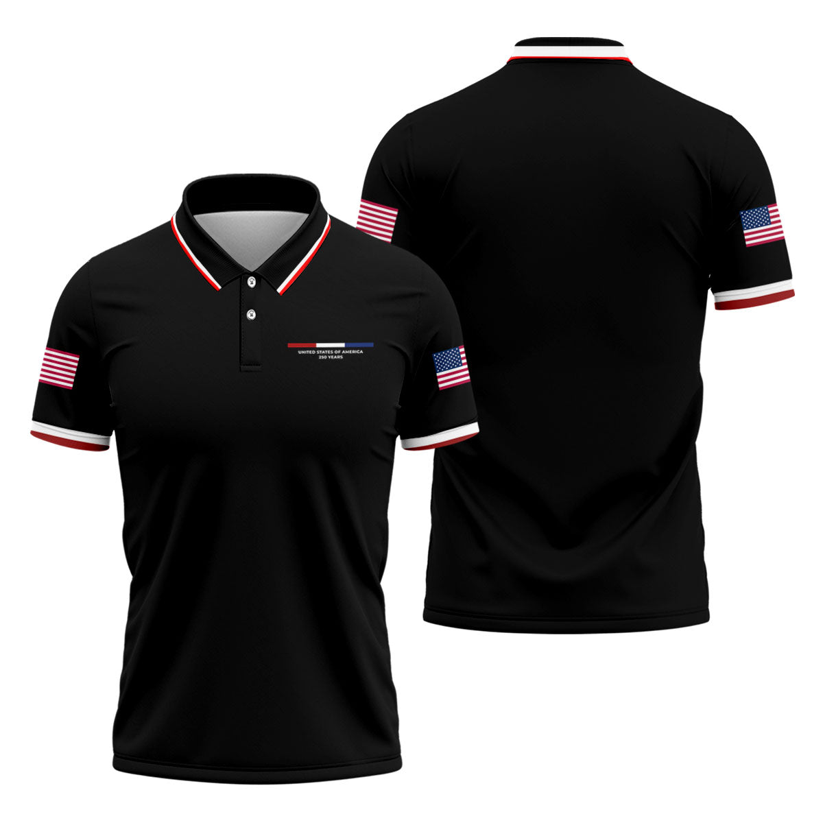 United States Of America 250 Years Black Golf Shirt, Patriotic Golf Shirt, Golf Shirts For Men