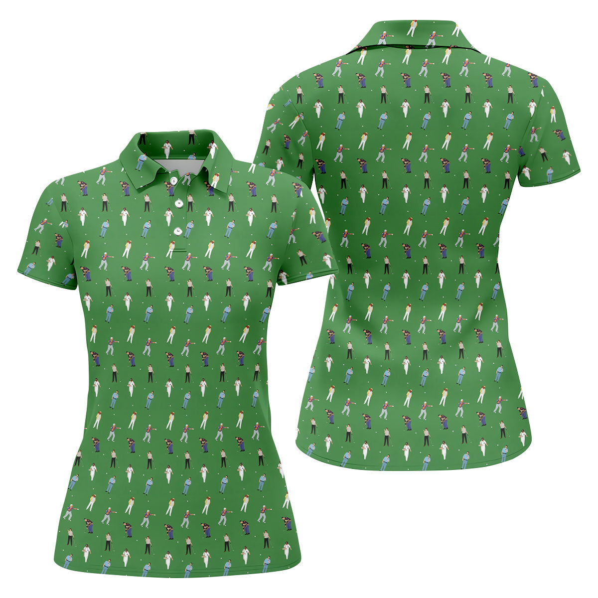Sports Comedy Characters Golf Pose Green Golf Shirt, Ladies Golf Tops, Golf Shirt For Women