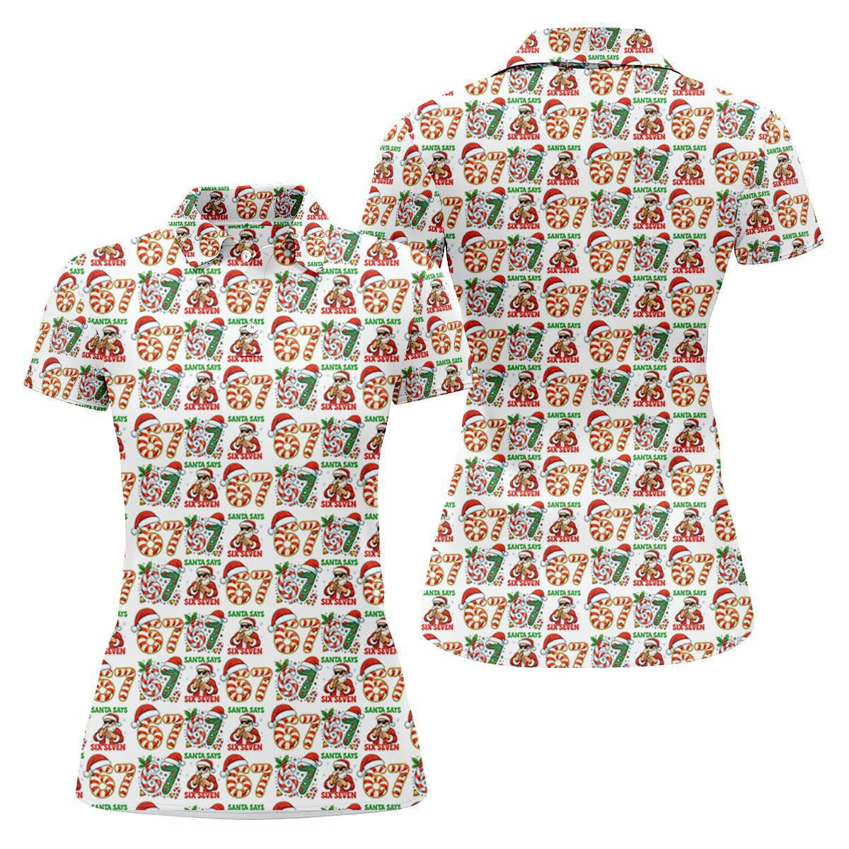 Santa Says Six Seven Funny Christmas Golf Tops For Women, Christmas Golf Shirt, Women Golf Apparel