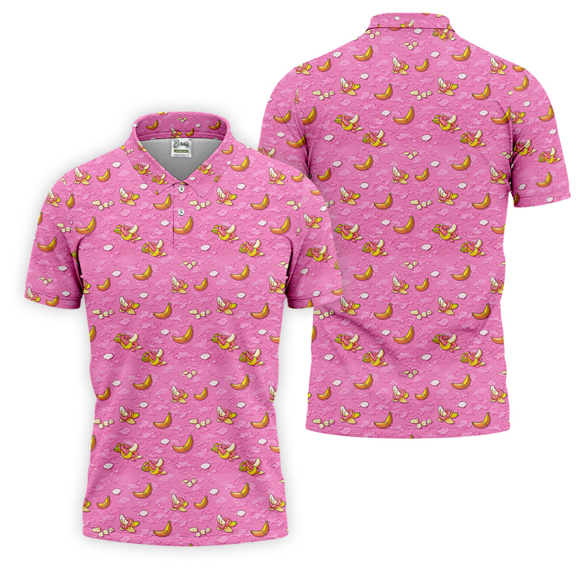 Banana And Donut Dirty Humor Pink Golf Shirt, Fun Golf Shirts For Men, Valentines Golf Gift, Golf Shirts For Men