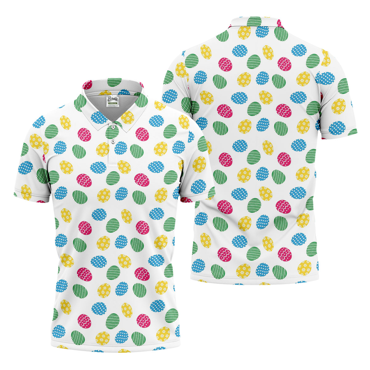 Colorful Easter Eggs White Golf Shirt, Cute Golf Outfit, Polo ShirtFor Men, Golf Shirts For Men