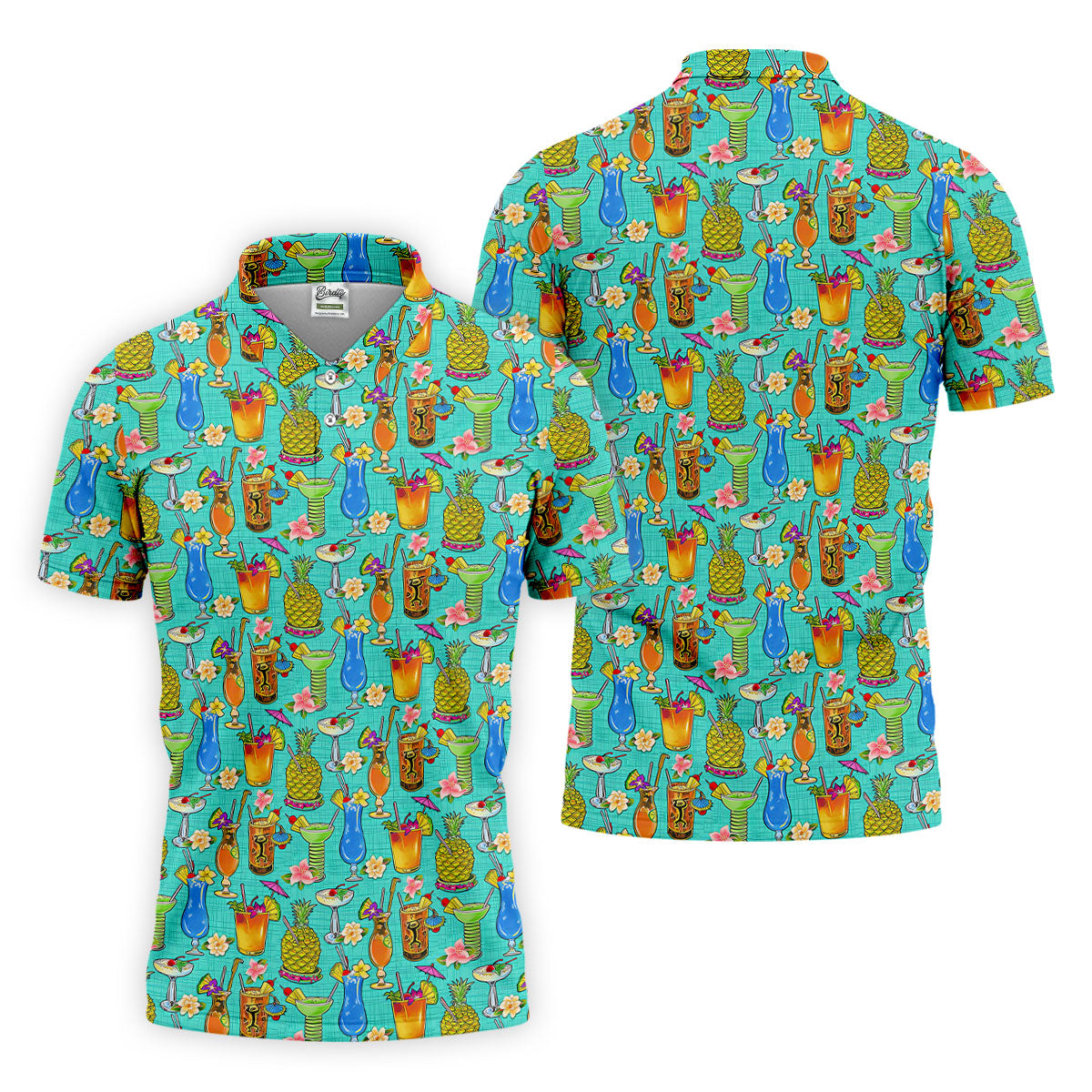 Tropical Cocktail Summer Vibe Retro Golf Shirt, Golf Tops For Men, Polo ShirtFor Men, Golf Shirts For Men