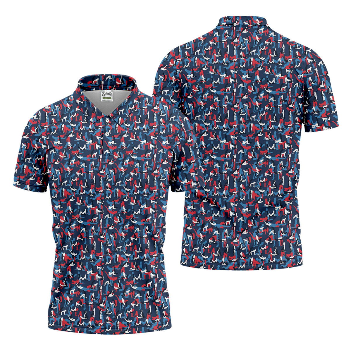 Naughty Position Dirty Humor Red White Blue 250th Anniversary Fun Golf Shirts For Men, Valentines Golf Gift