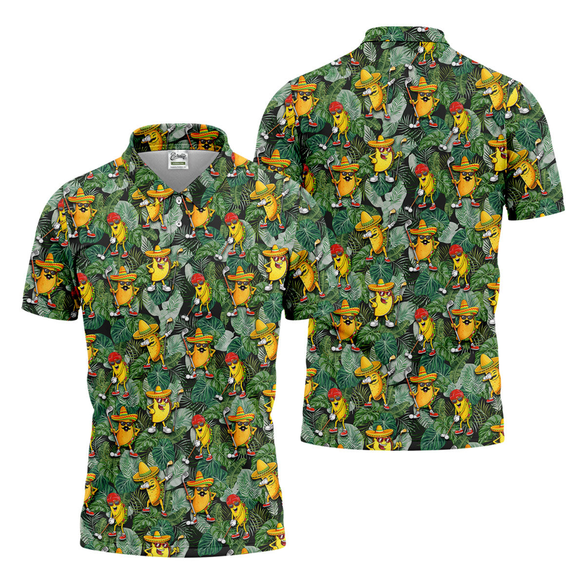 Funny Taco Golf Pose Tropical Men's Polo ShirtCinco De Mayo Fiesta Golf Shirt, Golf Shirts For Men
